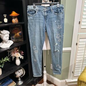 Lucky Brand Mid-Rise Skinny Jeans with Star Embroidery | Size 10/30